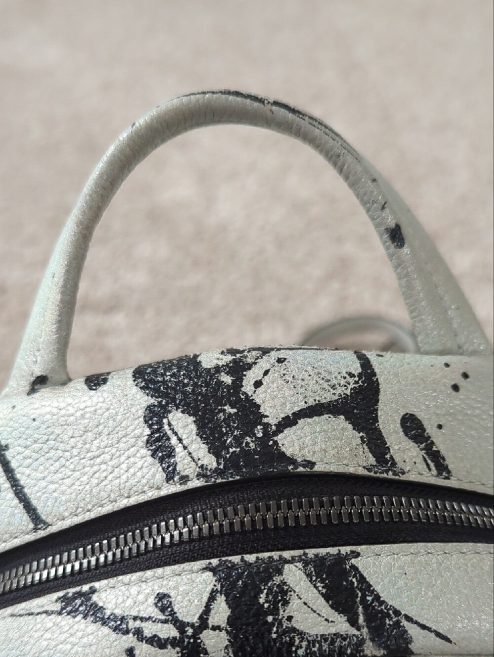 Henri Bendel "About Town" Splatter Print Mini Backpack With Storage Bag - Picture 4 of 15